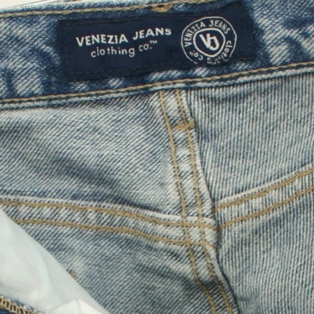 Venezia Jeans Denim Straight Leg Floral Embroidered Velvet Trim Hem 90s Vintage - Picture 3 of 11